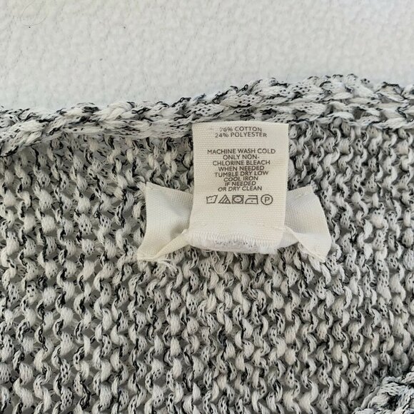 LOFT Women’s Medium Lounge Soft Sweater Black Gray White Cold Shoulder - Picture 6 of 6